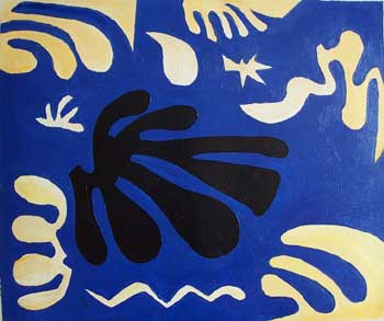 store falso d'autore Composition sur fond bleu di Henri Matisse