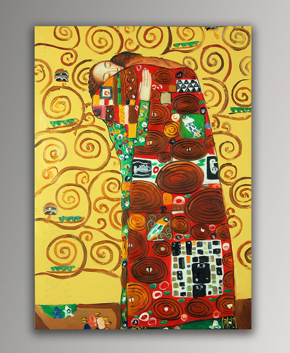 Vendita falso d'autore Klimt Abbraccio 70x50x2cm di Klimt