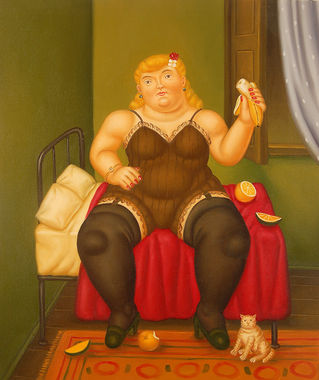 store falso d'autore donna seduta di Fernando Botero