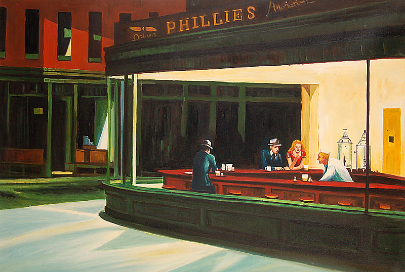 falso di autore i nottambuli (AM di Hopper in vendita.