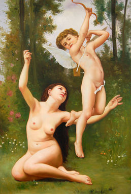 store falso d'autore L' amore vola via 70x50 cm di Bouguereau