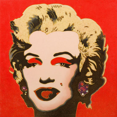 Vendita falso d'autore WARHOL   Marylin su Rosso di Pannelli