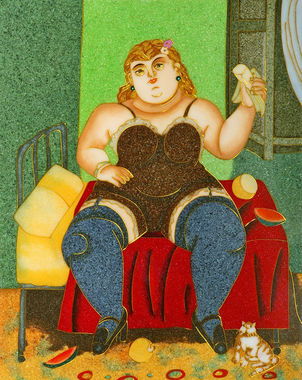 Vendita falso d'autore BOTERO  Mujer en la Cama di Pannelli