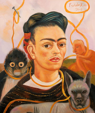 store falso d'autore Self potrait with small monkey di Rivera-Khalo