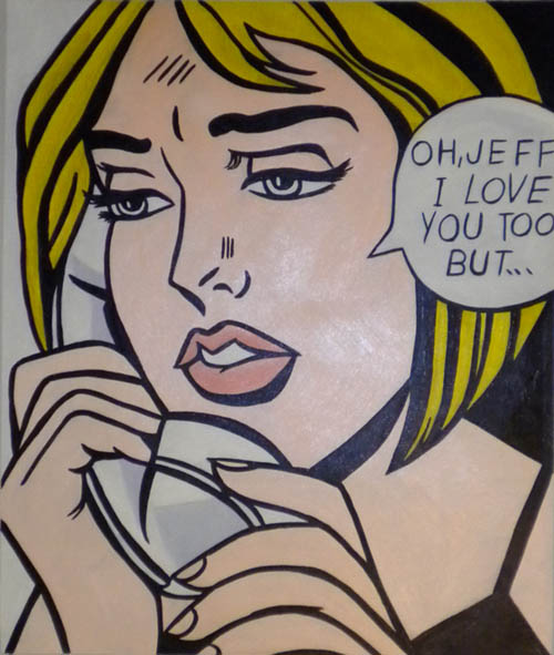 store falso d'autore Girl with Telephone di Roy Lichtenstein