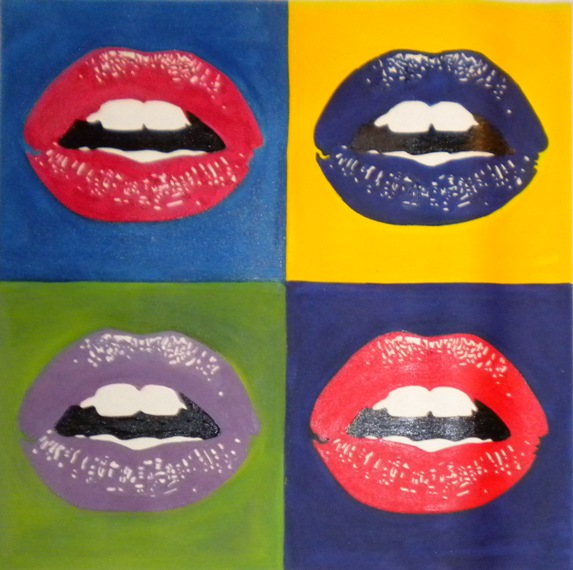 painting Lips Pop Art by Warhol, fake painting Lips Pop Art.