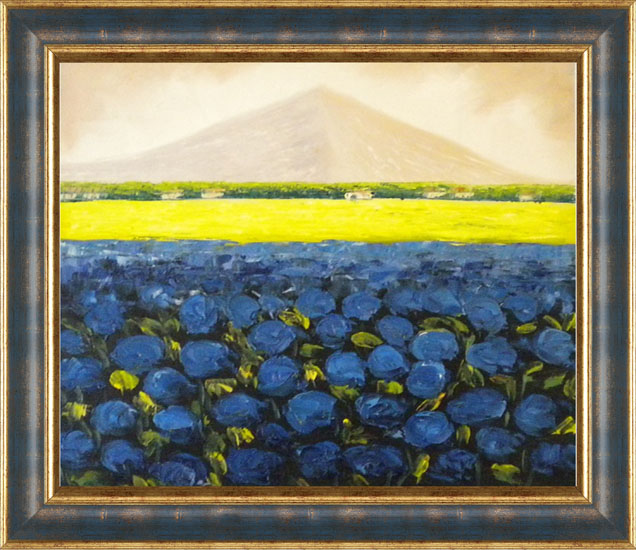 falso di autore Paesaggio + cornice rovesciata oro blu di ... falso di autore Paesaggio + cornice rovesciata oro blu di ...