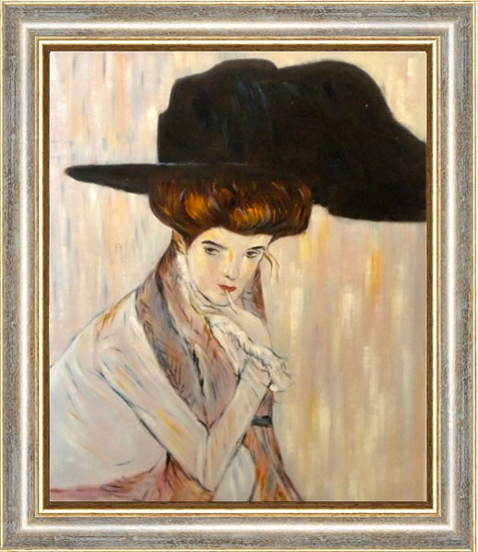 Donna con cappello + cornice Oro e Argento