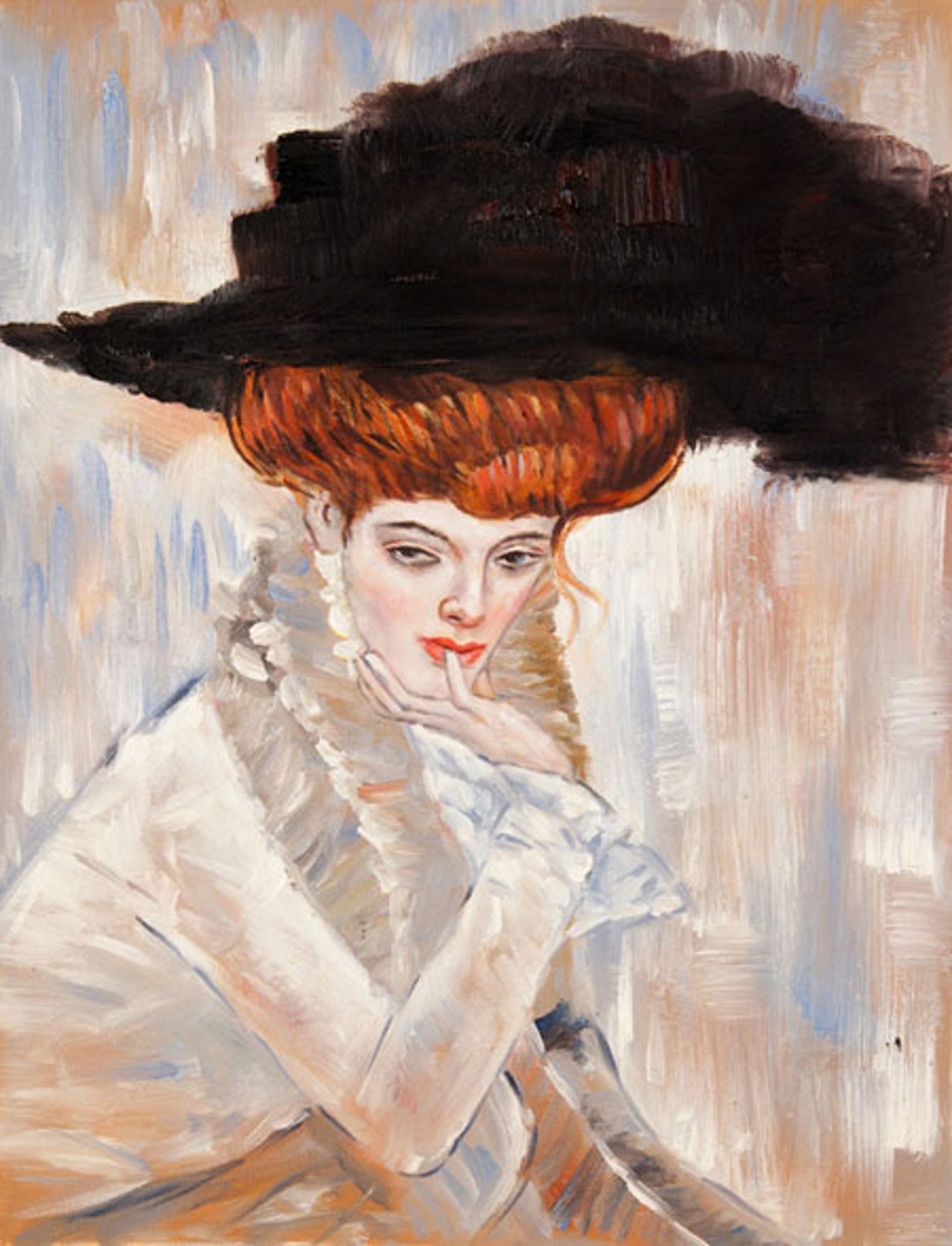 Donna con cappello nero