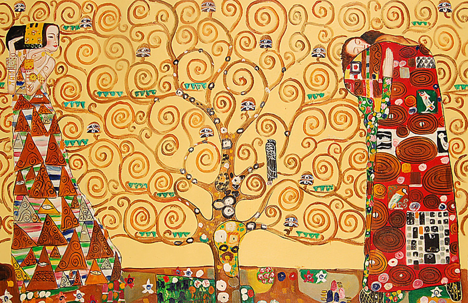 Quadro Albero della vita di Klimt, falso d'autore 60x90cm Novecento