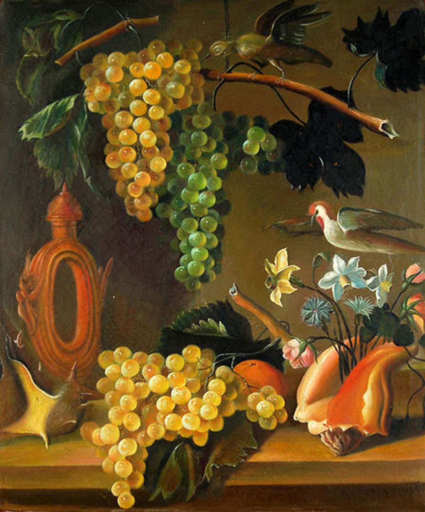 Grappoli d'uva e conchiglie