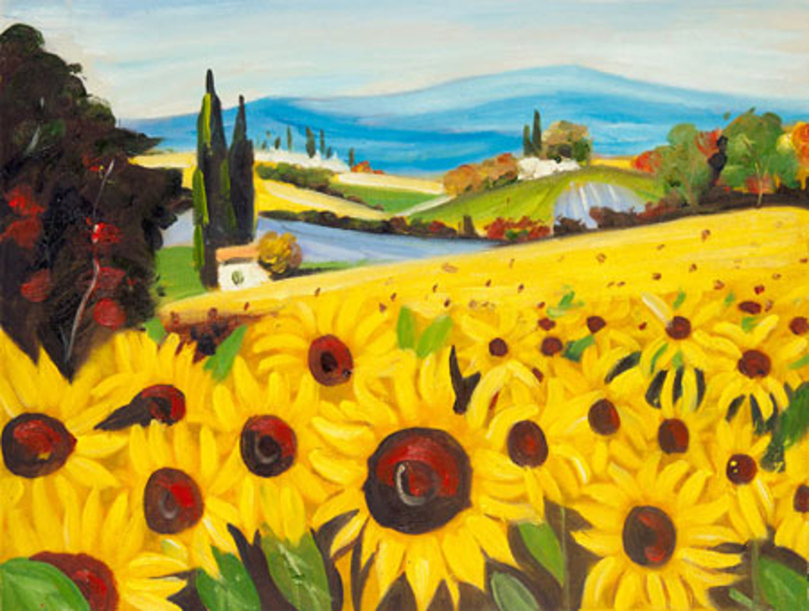 Quadro Campo Di Girasoli Di Impressionisti Falso D Autore 40x30cm Classici