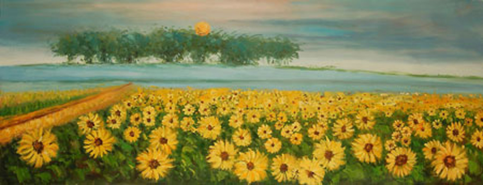 Quadro Campo Di Girasoli Di Impressionisti Falso D Autore 150x50cm Classici