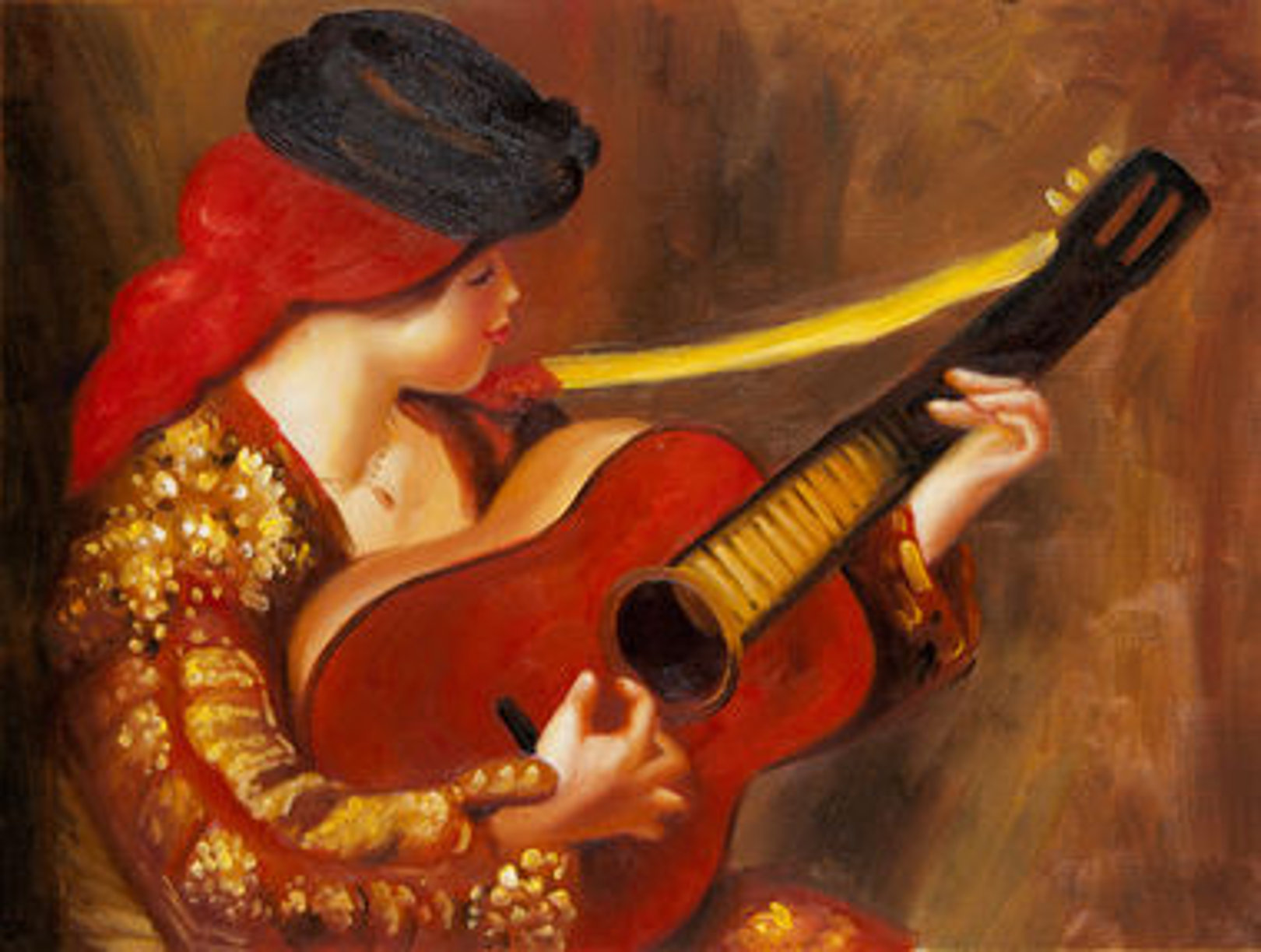donna che suona la chitarra