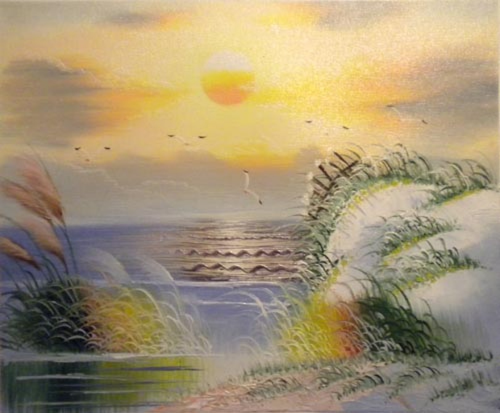 Quadro Alba Sul Mare Di Autore Sconosciuto Paesaggi Antichi Falso D Autore 22x27cm Paesaggi