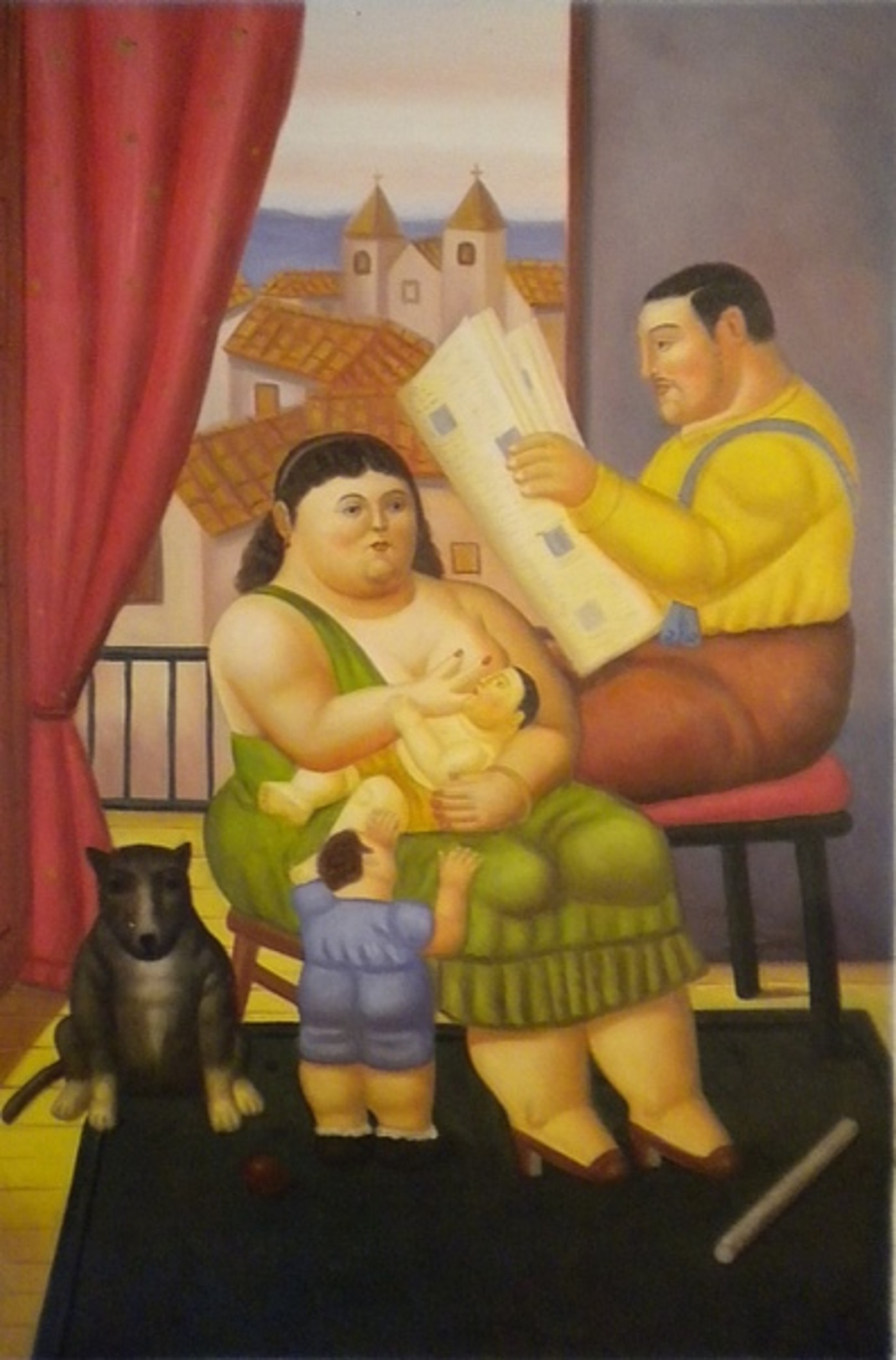 Quadro famiglia 4 di Botero, falso d'autore 90X60cm Personaggi e scene di  vita