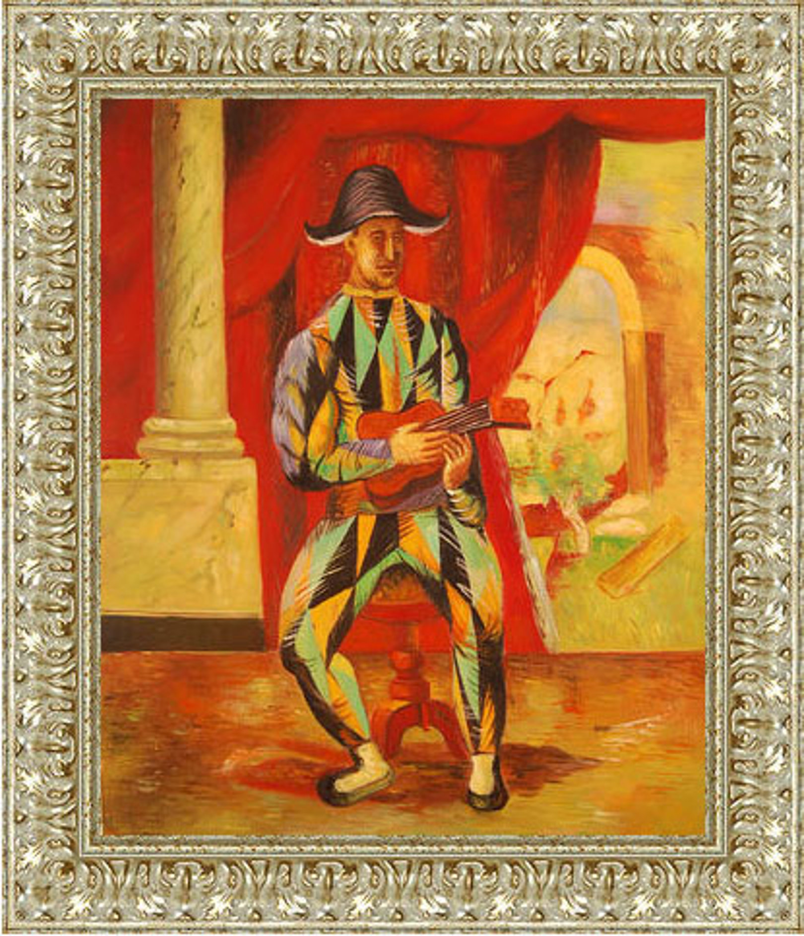 Arlecchino + cornice argento barocca