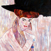 Donna con cappello nero