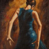 Ballerina di flamenco in blu