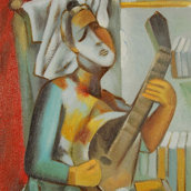 Woman playing the mandoline