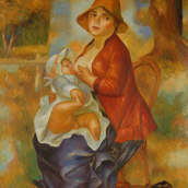 Mother nursing her child aline and pierre