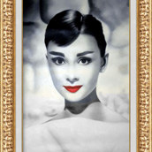 Audrey Hepburn - Warhol style cornice barocca oro