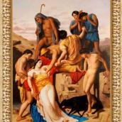 Zenobia e i pastori con Cornice classica Barocca foglia oro