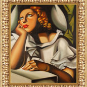 Ragazzina alla finestra con cornice