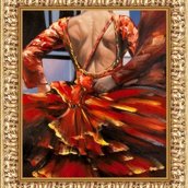 Flamenco Dance + cornice Barocca foglia Oro