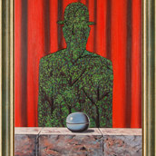 L'homme et la Foret + cornice verde oro(AM