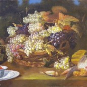 Cesto di frutta con paesaggio e  scoiattolo di Frans Snyders