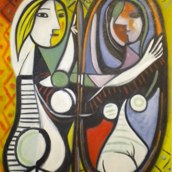 A girl before a mirror