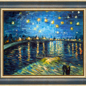 Notte stellata + cornice oro-blu