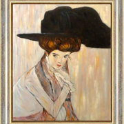 Donna con cappello + cornice Oro e Argento