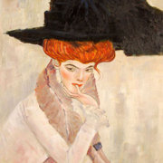 Donna con cappello nero