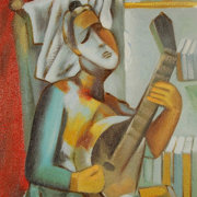 Woman playing the mandoline