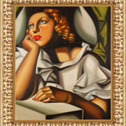 Ragazzina alla finestra con cornice