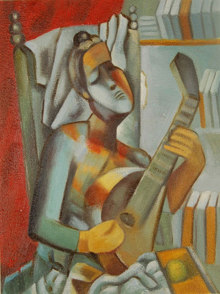 Woman playing the mandoline
