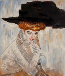 Donna con cappello nero