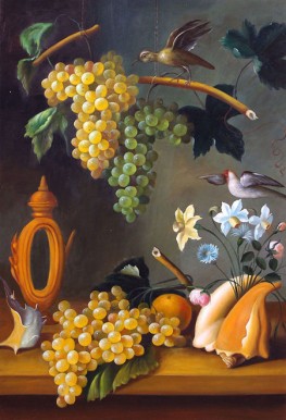 Grappoli d'uva e conchiglie