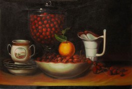 Still life with wild strawberries