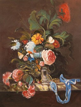 Vaso di fiori con orologio