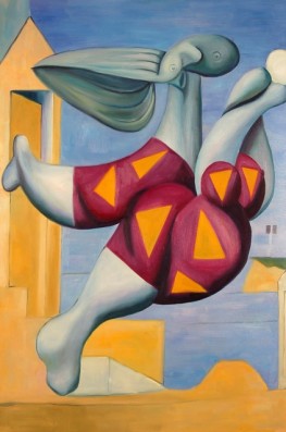 bather with beach ball