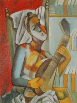 Woman playing the mandoline