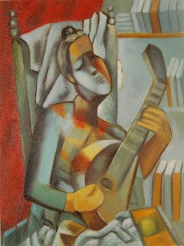 Woman playing the mandoline