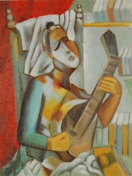 Woman playing the mandoline