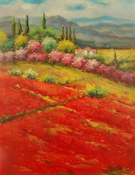Campagna con papaveri