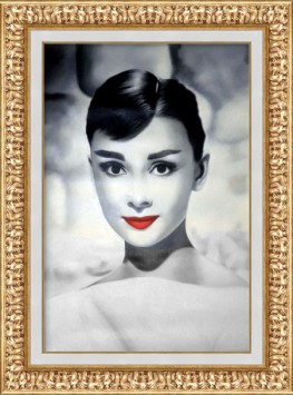 Audrey Hepburn - Warhol style cornice barocca oro