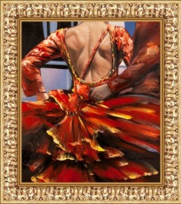 Flamenco Dance + cornice Barocca foglia Oro