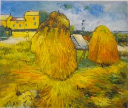 Quadro Cipressi di Van Gogh, falso d'autore 60x50cm Paesaggi